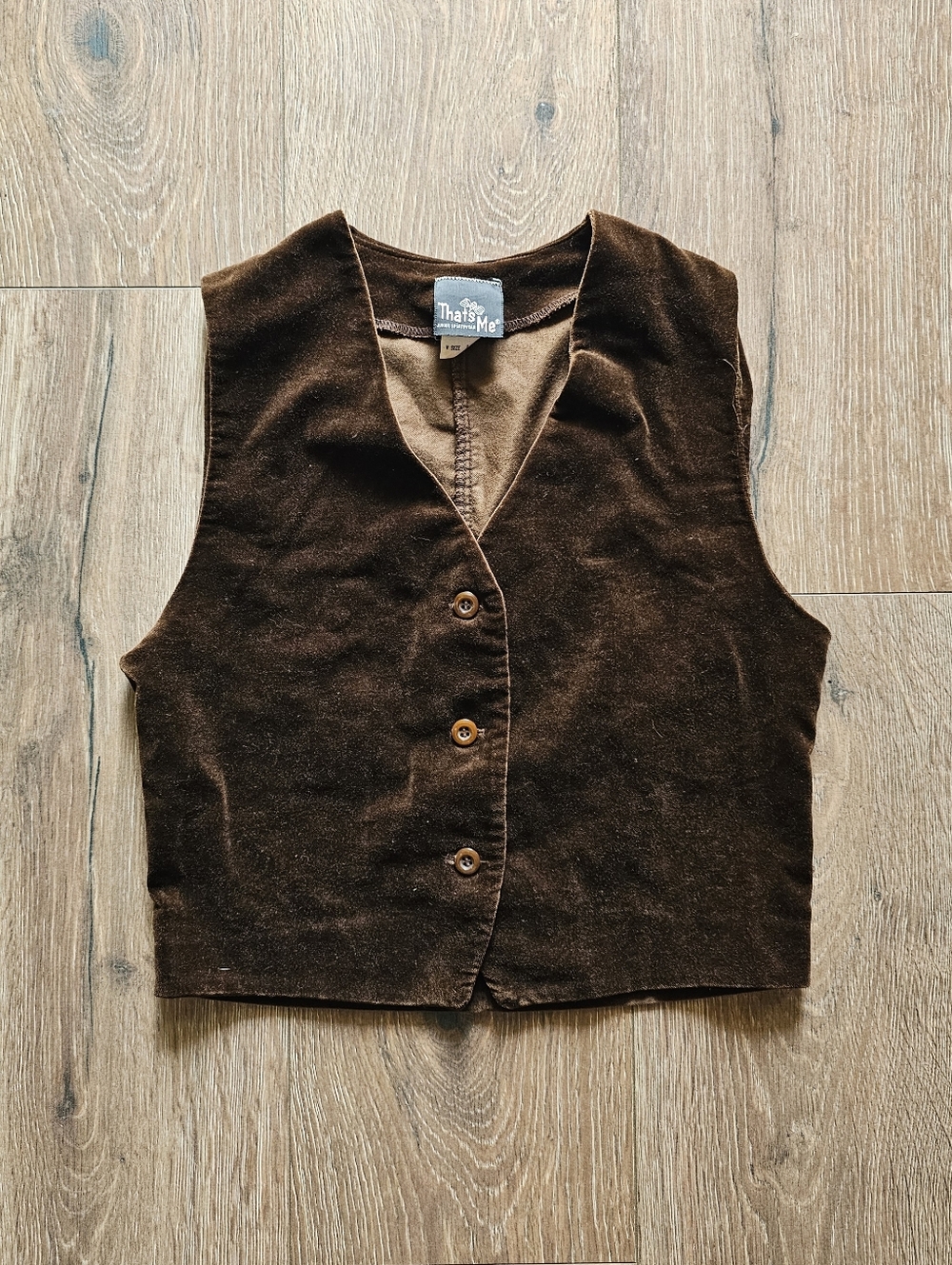 70's Vintage Brown Velvet Vest Juniors Size 3 That's Me 100% Cotton